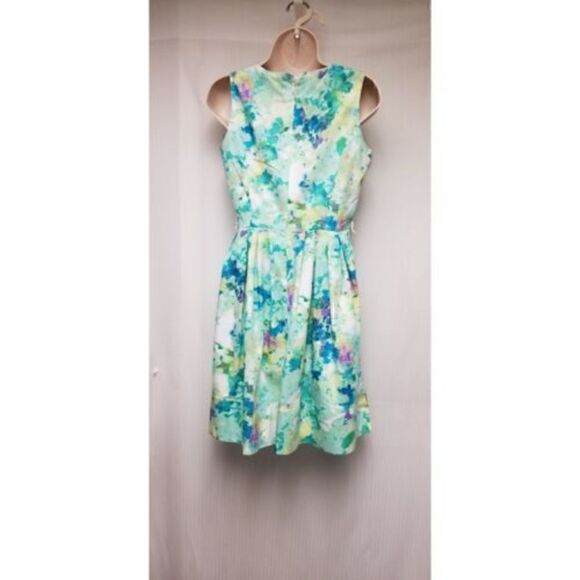 Calvin Klein Green Blue Patterned Abstract Floral Sleeveless Dress Adult… - Picture 6 of 8